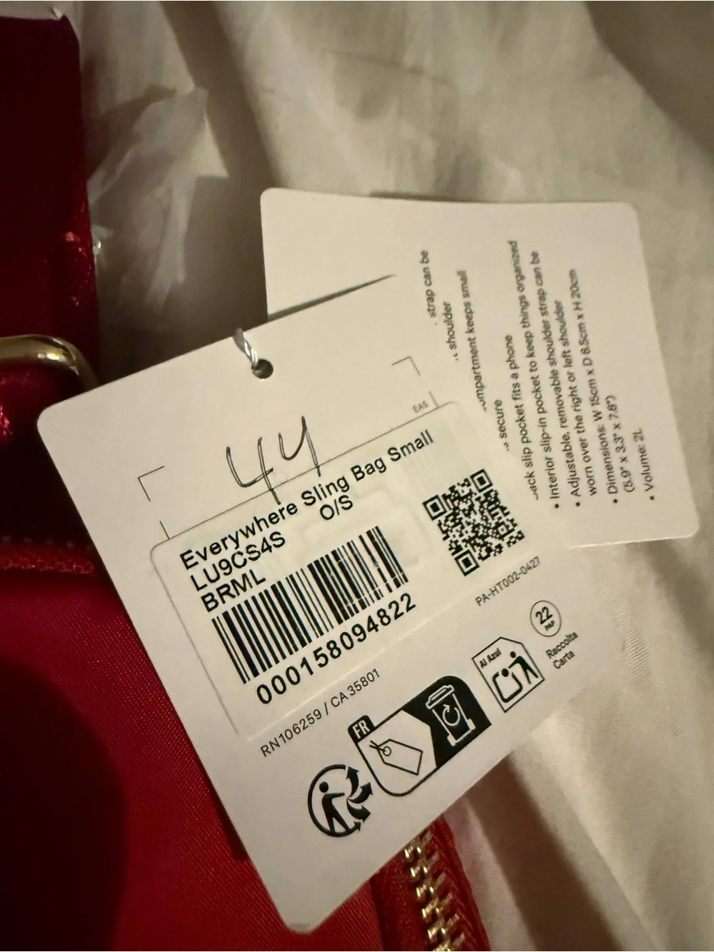 lululemon athletica Pink Sling Crossbody Bag